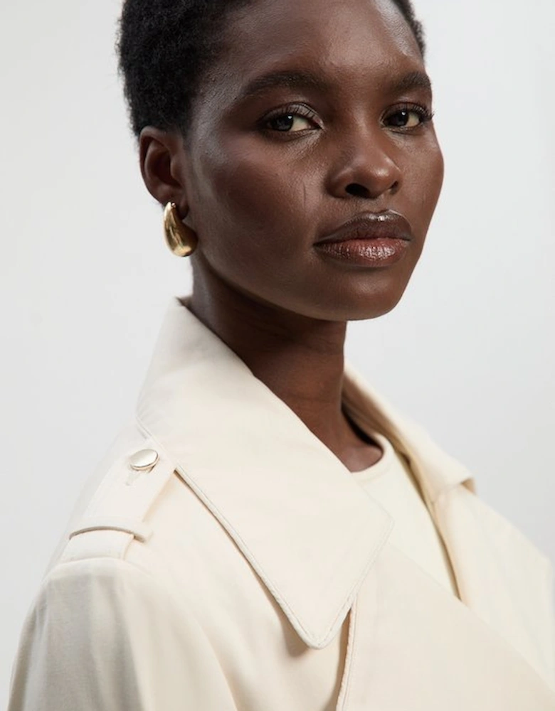 Quilted Padded Peplum Short Trench Coat