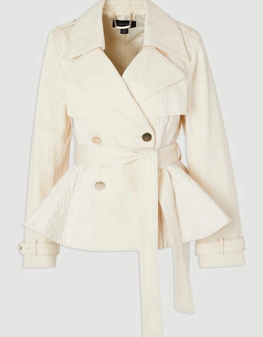 Quilted Padded Peplum Short Trench Coat