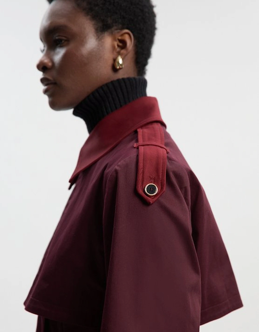 Colour Block Belted Tailored Short Trench Coat