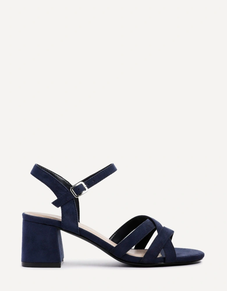 Flair Navy Faux Suede Heeled Sandals