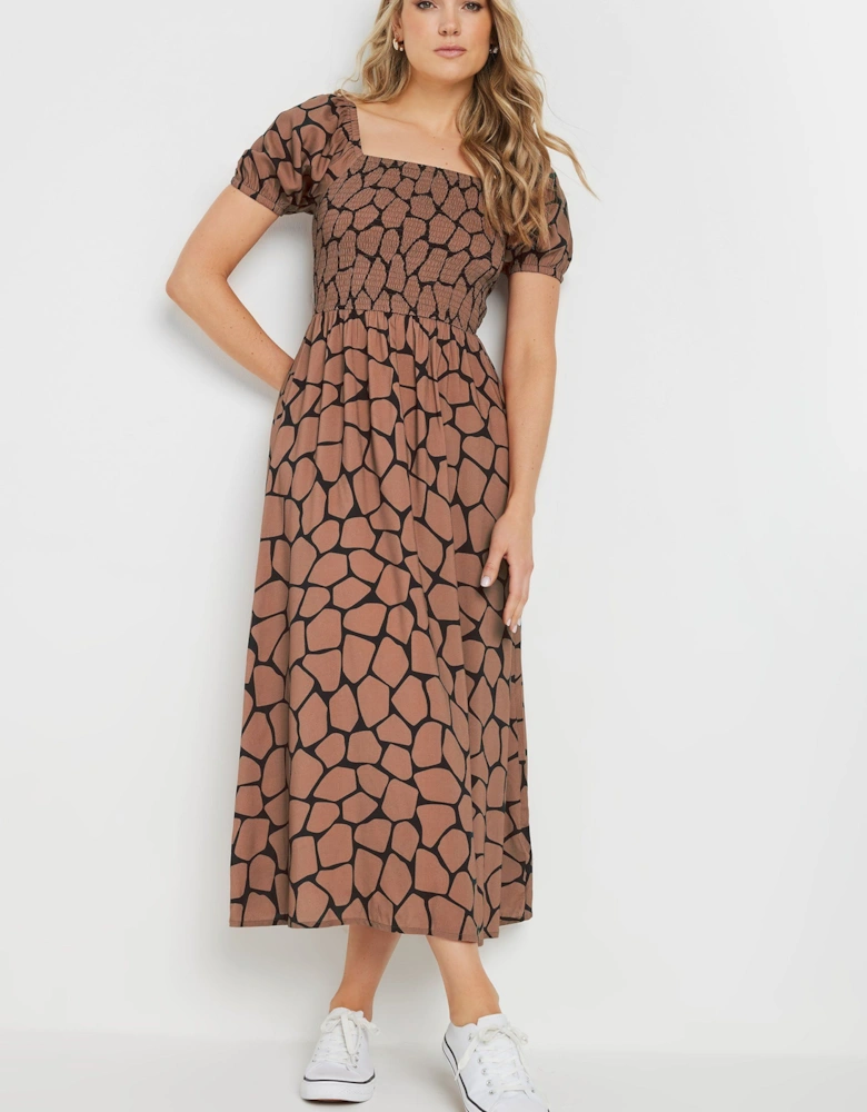 Tall Giraffe Shirred Midi Dress