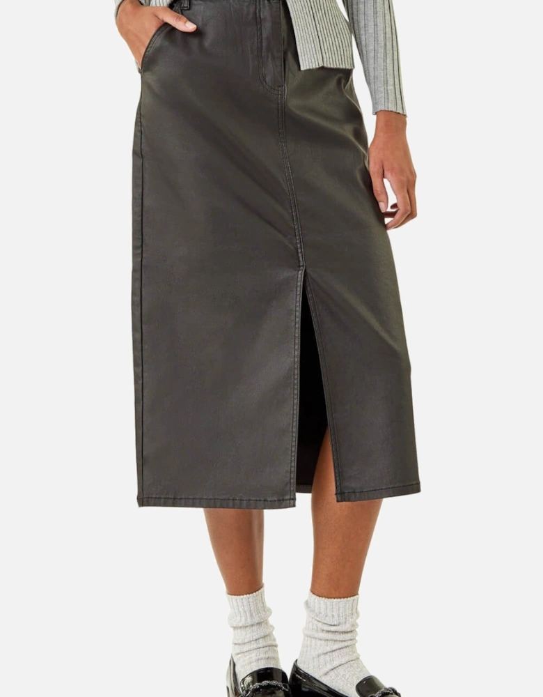 Coated Midi Pencil Skirt
