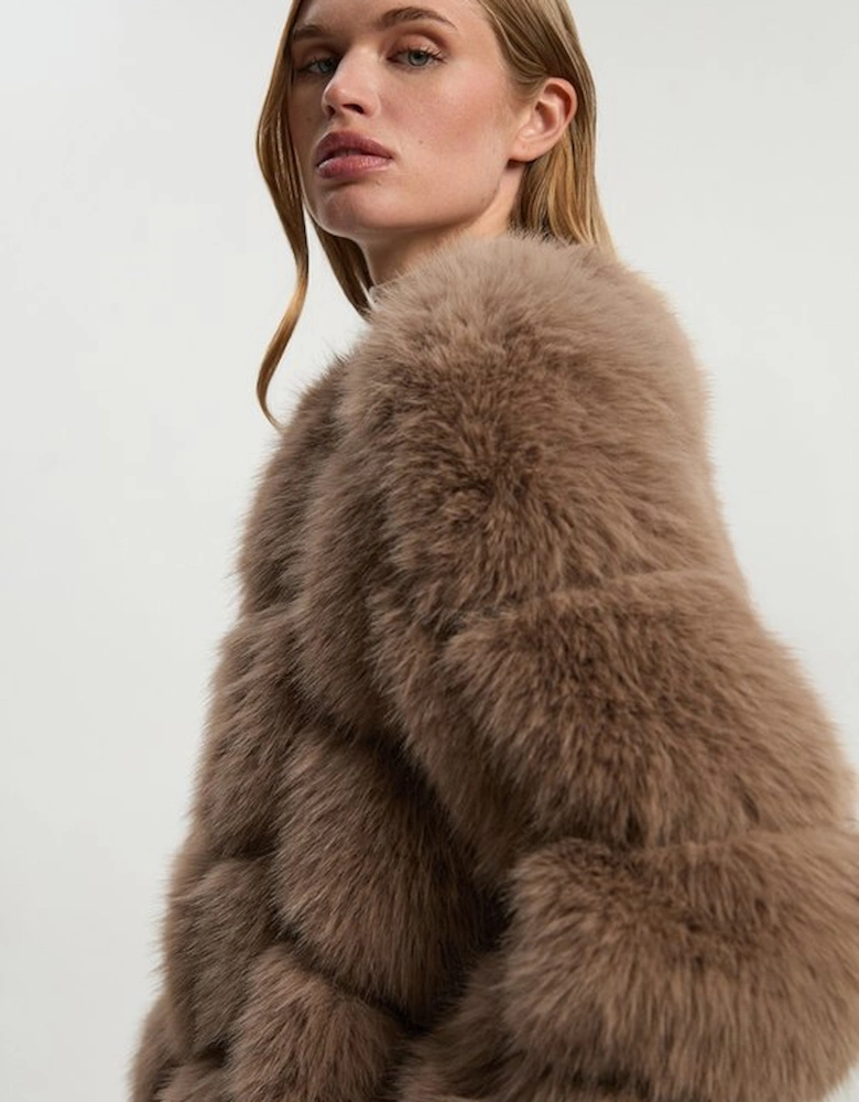 Faux Fur Panelled Long Sleeve Jacket