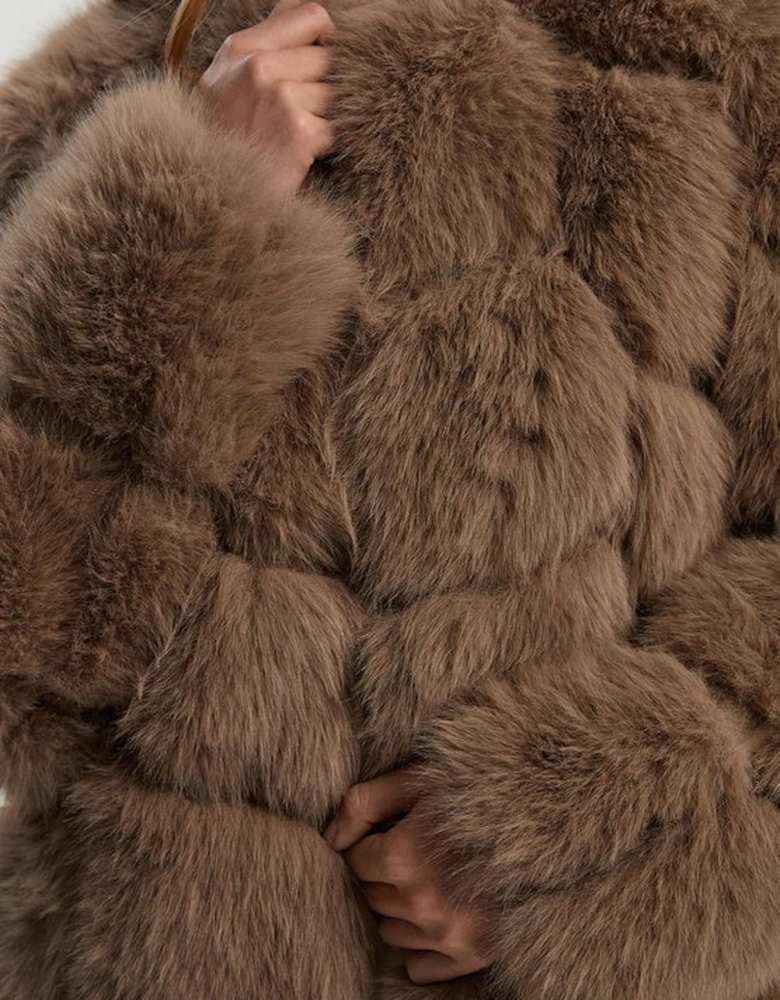 Faux Fur Panelled Long Sleeve Jacket