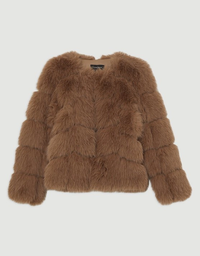 Faux Fur Panelled Long Sleeve Jacket