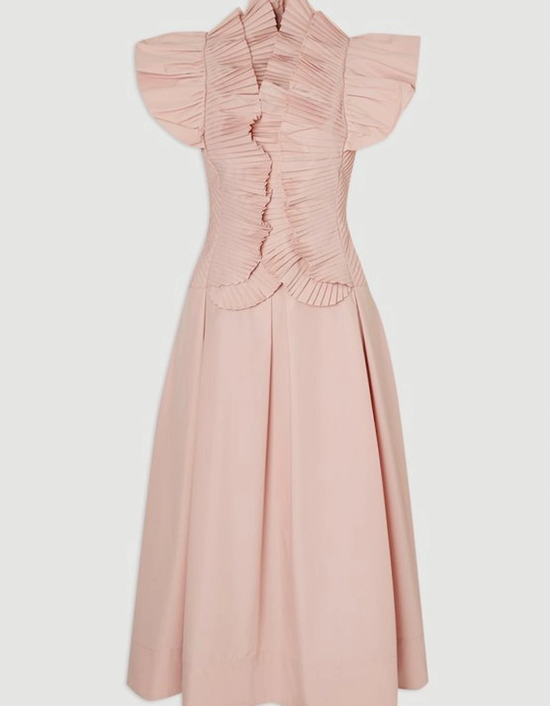 Pleated Ruffle Sleeve Woven Maxi Dress