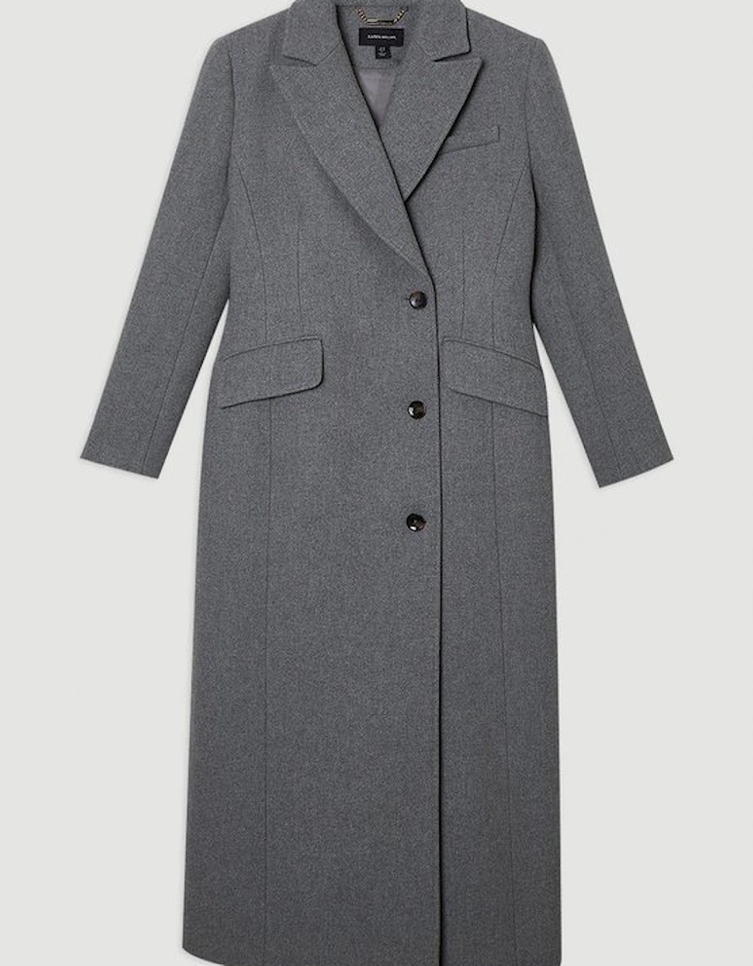 Wool Blend Tailored Fitted Maxi Coat