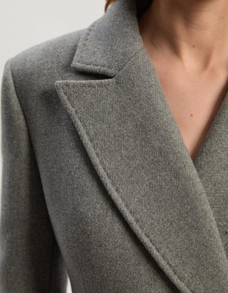 Wool Blend Tailored Fitted Maxi Coat