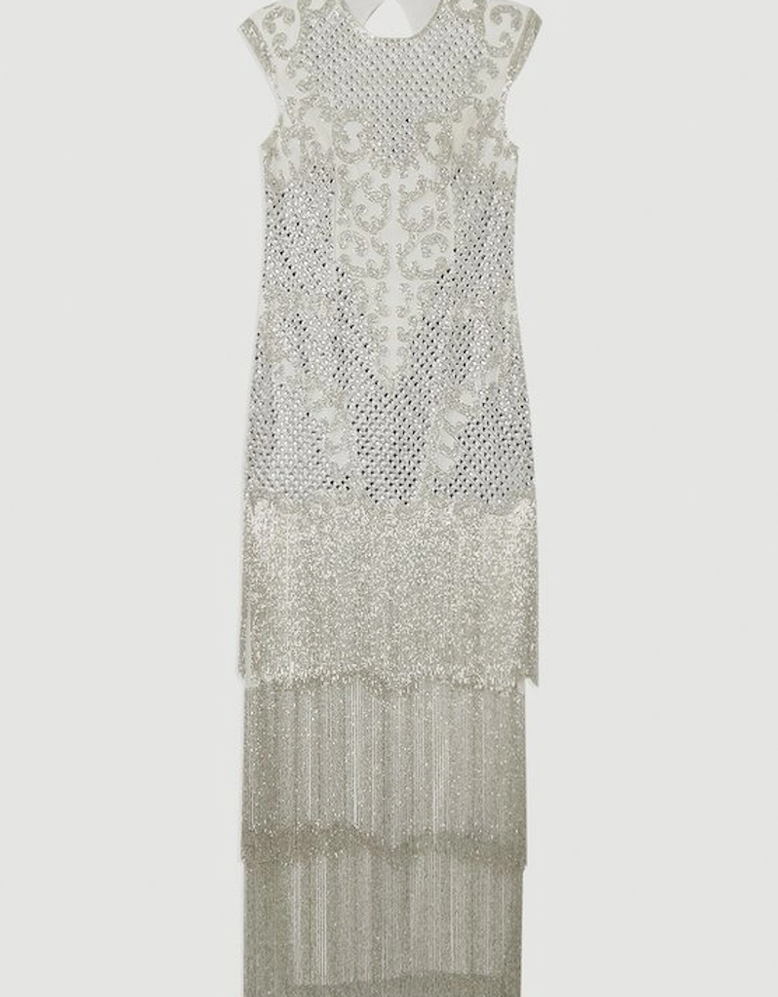 Premium Crystal Embellished Fringe Maxi Dress