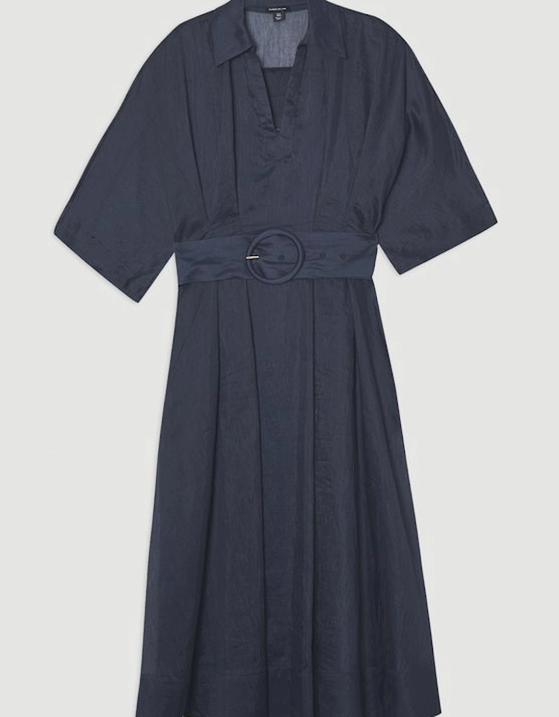 Organdie Plunge Collared Woven Maxi Dress