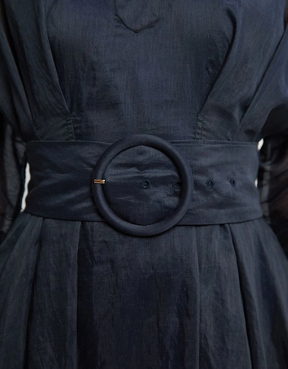 Organdie Plunge Collared Woven Maxi Dress