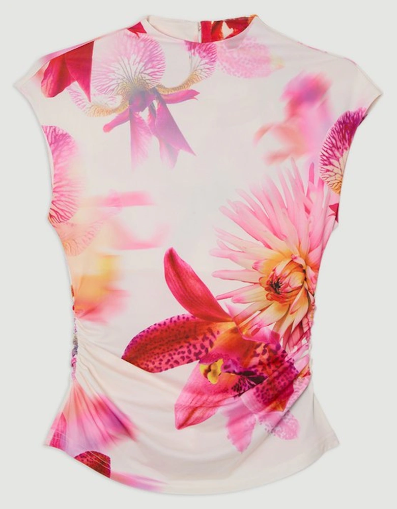 Floral Print Jersey Sleeveless Top