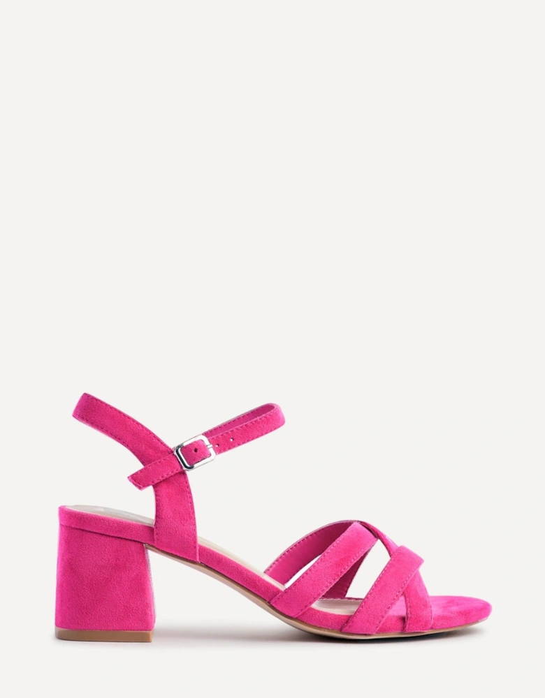 Flair Hot Pink Faux Suede Heeled Sandals