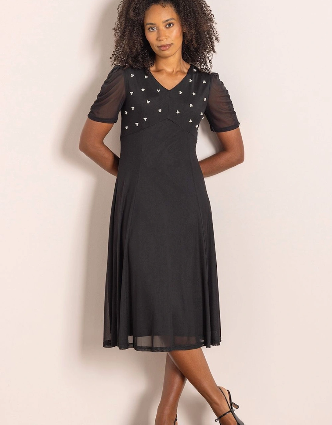 Faux Pearl Embellished Mesh Dress, 2 of 1