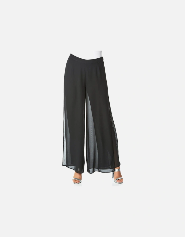 Diamante Side Split Chiffon Trousers