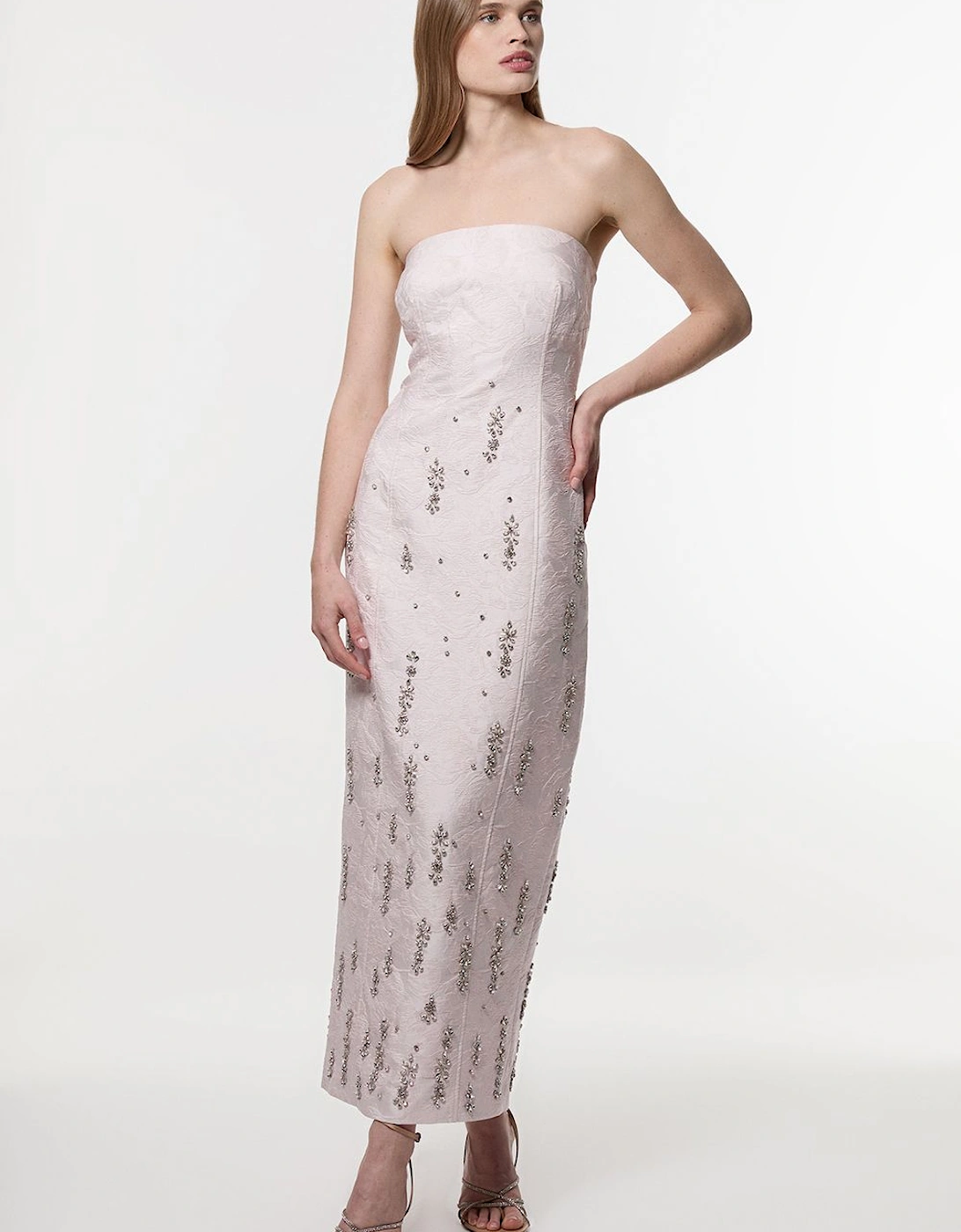 Texture Jacquard Crystal Embellished Strapless Mini Dress, 2 of 1