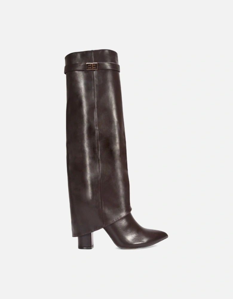 'Rayna' Block Heel Knee High Foldover Boots With Pointed Toe