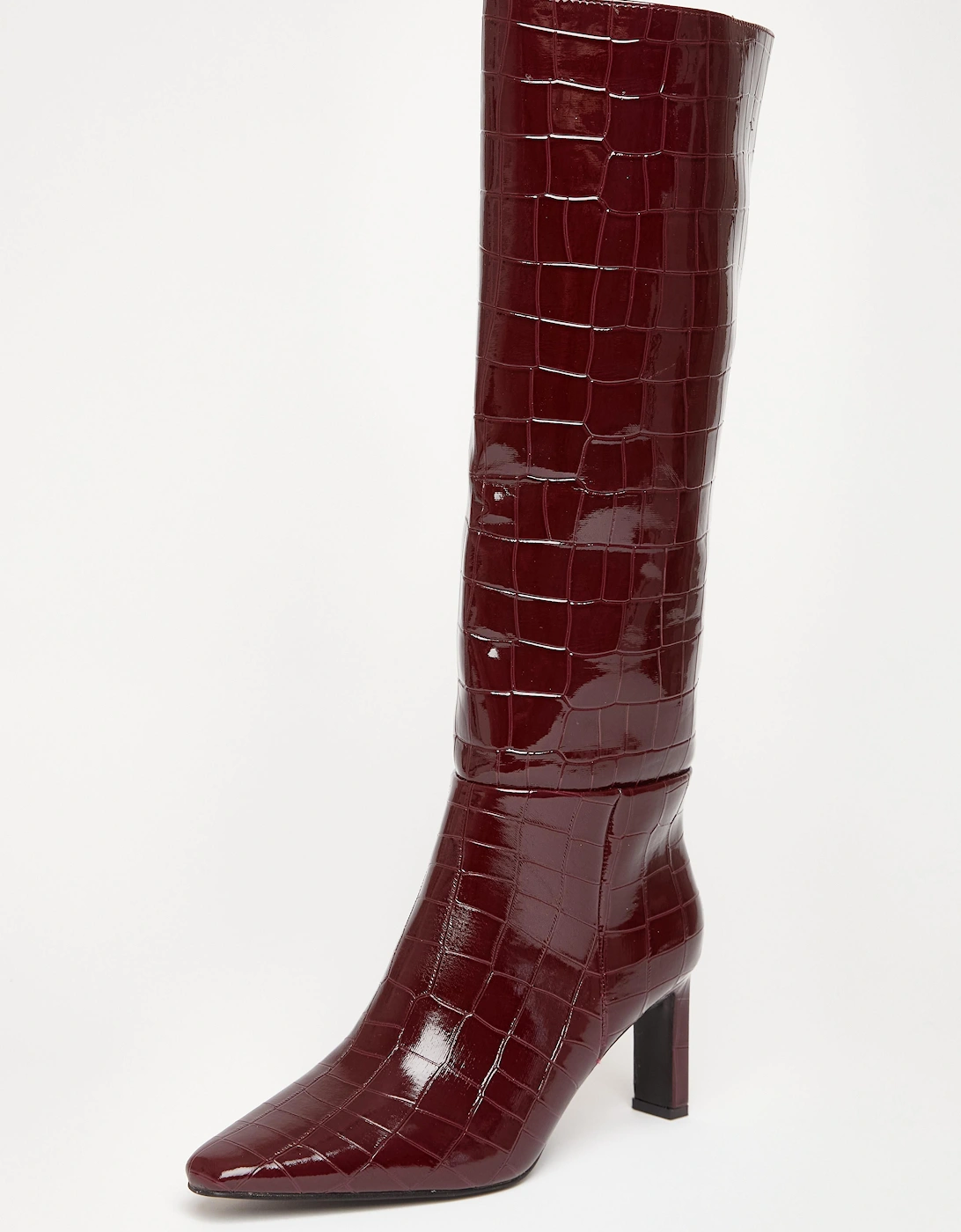 Burgundy Croc Knee High Boots, 2 of 1