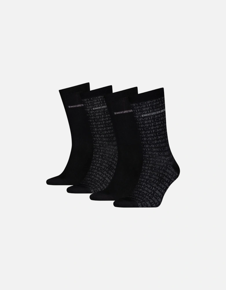 4-Pack Allover Logo Socks Gift Tin, Black