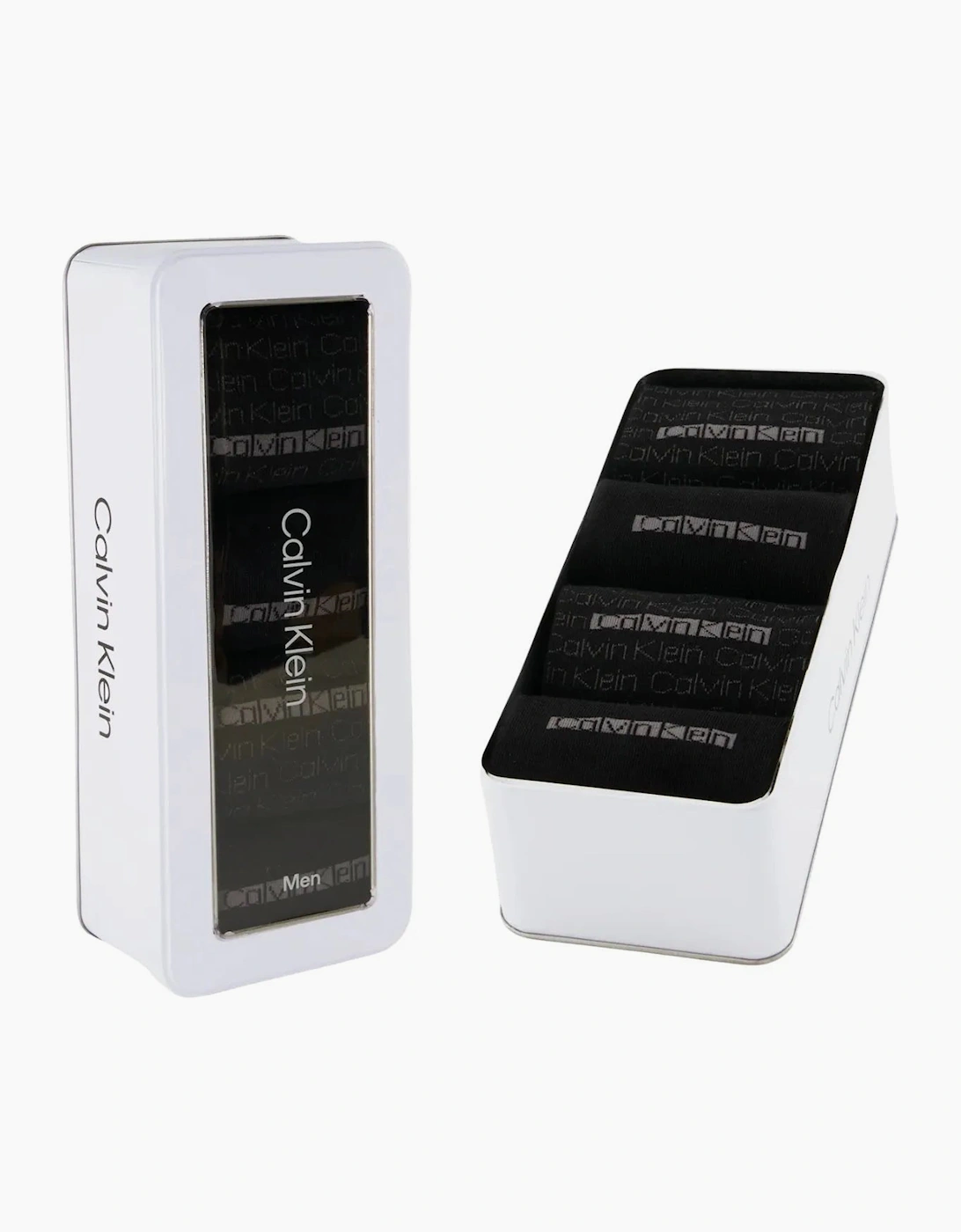 Calvin Klein Calvin Klein Men's 4-Pack Allover Logo Socks Gift Tin, Black