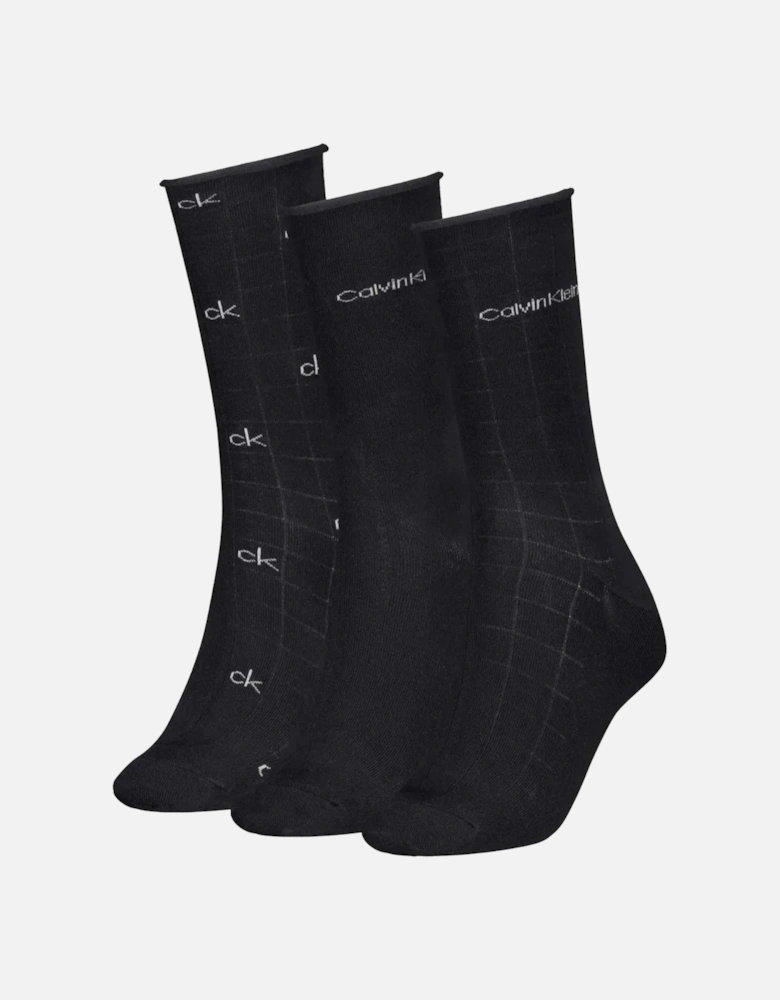 3-Pack Allover Logo Women's Socks Gift Tin, Black