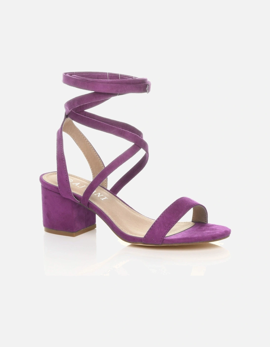 Mid Block Heel Tie Up Faux Suede Heeled Sandals, 2 of 1
