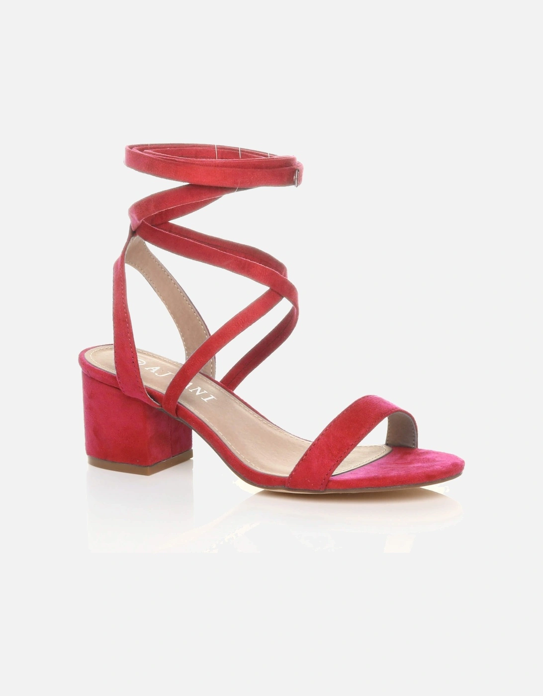 Mid Block Heel Tie Up Faux Suede Heeled Sandals, 2 of 1