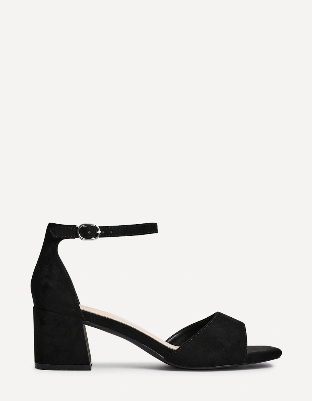 Maddie Black Faux Suede Closed Back Block Heeled Sandals, 2 of 1