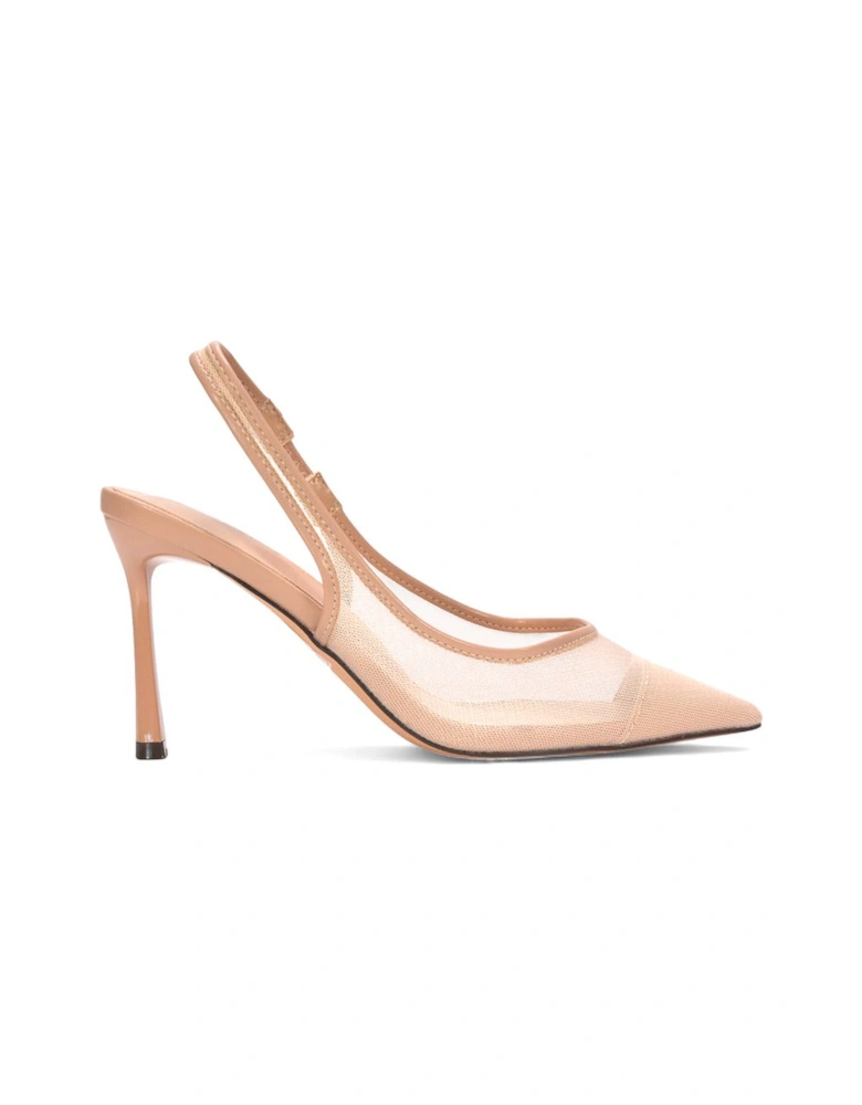 'Caroline' Pointed Toe Mesh Slingback Court Shoe Heels