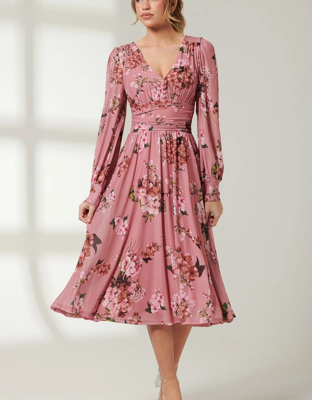 Floral Printed Mesh Midi Dress, 2 of 1