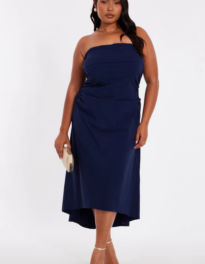 Navy Curve Bandeau Midi Dress