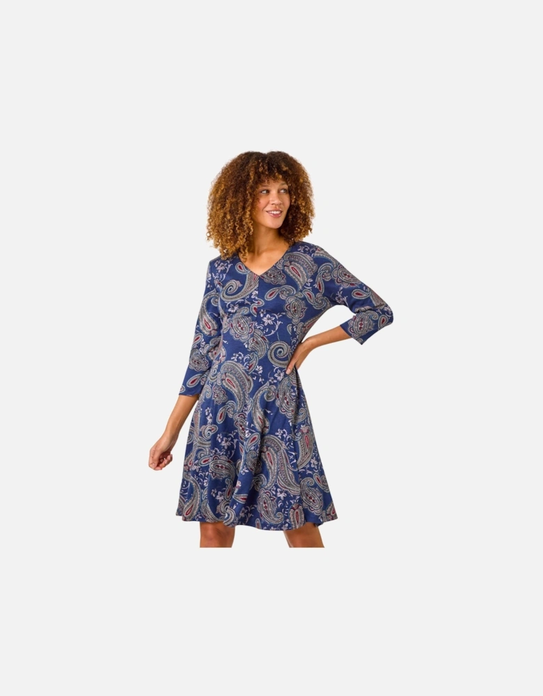 Paisley Print Panel Dress