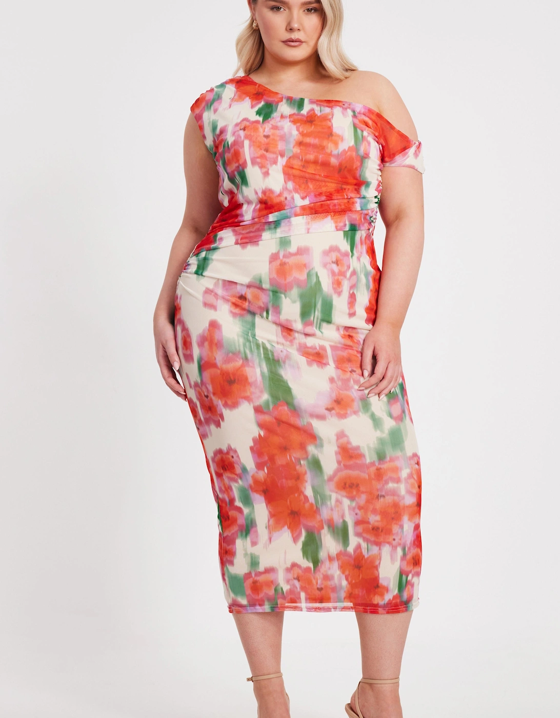 Multi Curve Floral Smudge Midaxi Dress, 2 of 1