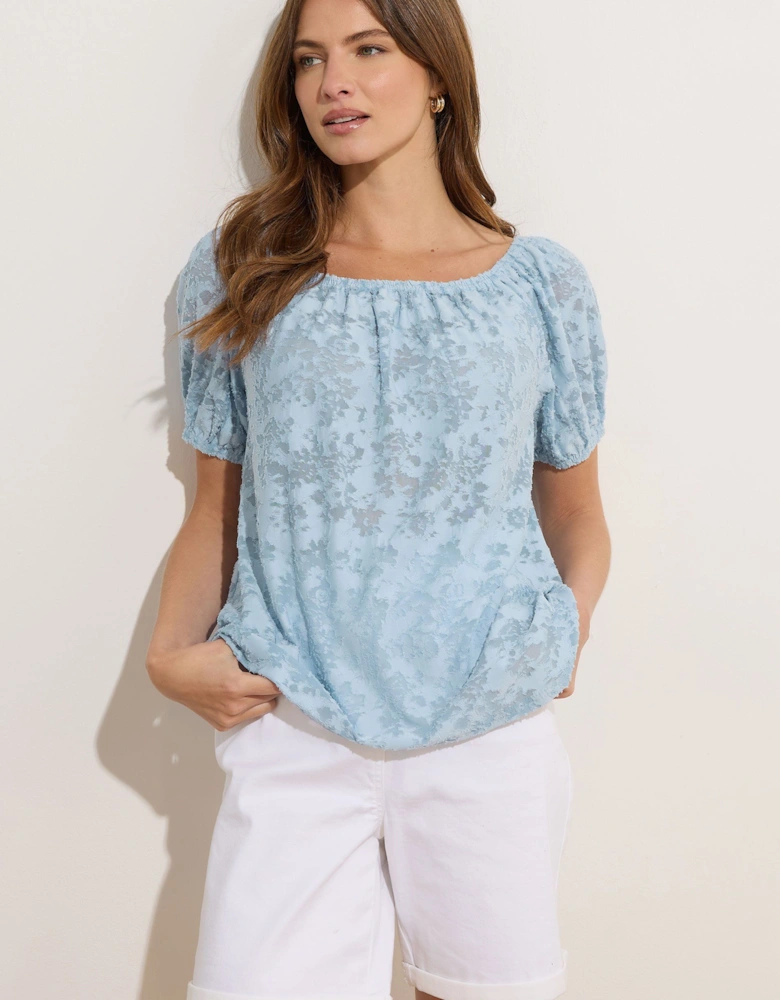 Burnout Floral Bardot Top