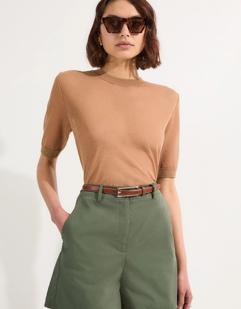 Cotton High Waisted Woven City Short