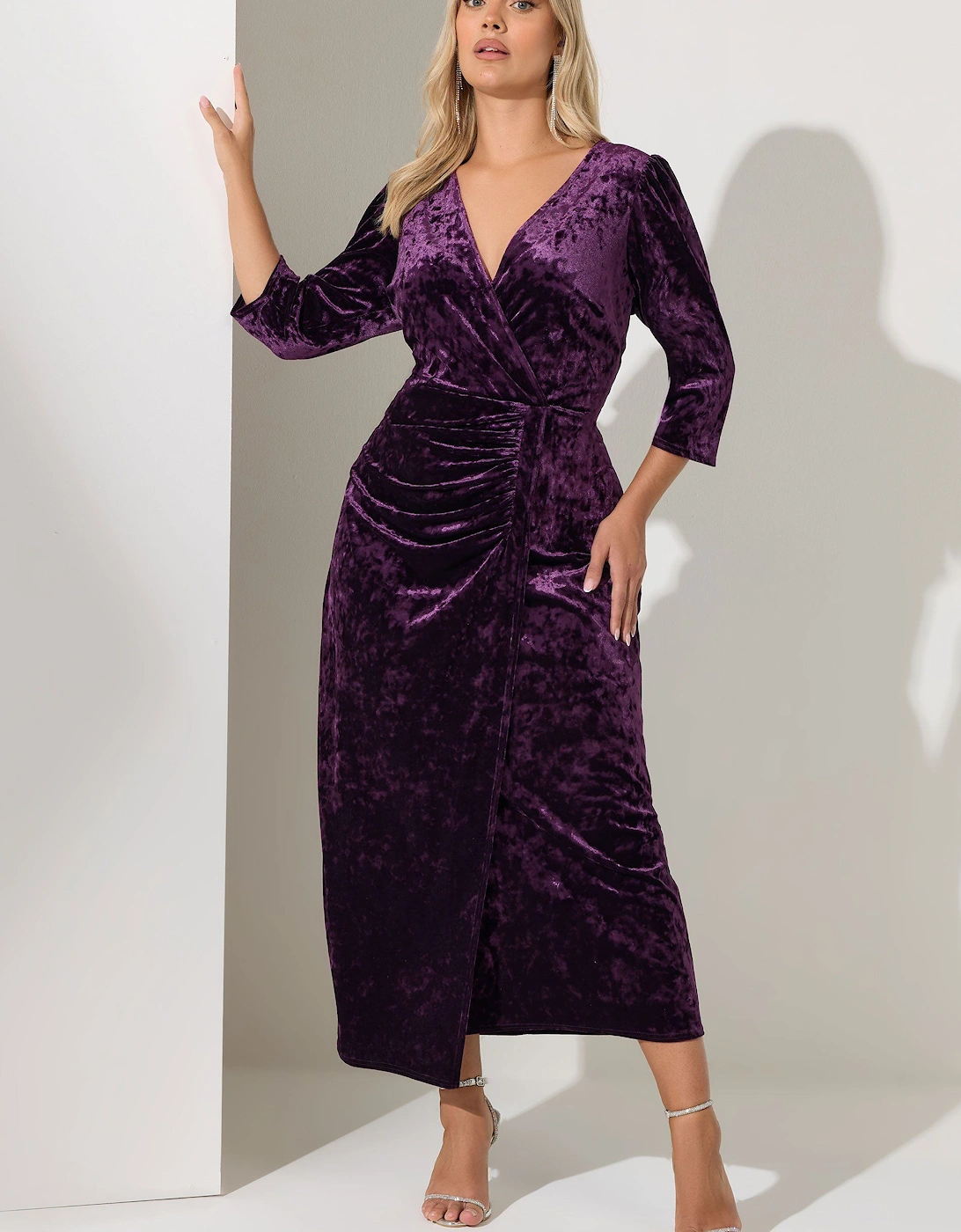 Velvet Maxi Wrap Dress, 2 of 1