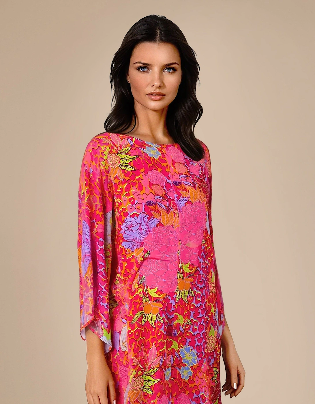 Diane Floral Kaftan Style Midi Dress, 2 of 1
