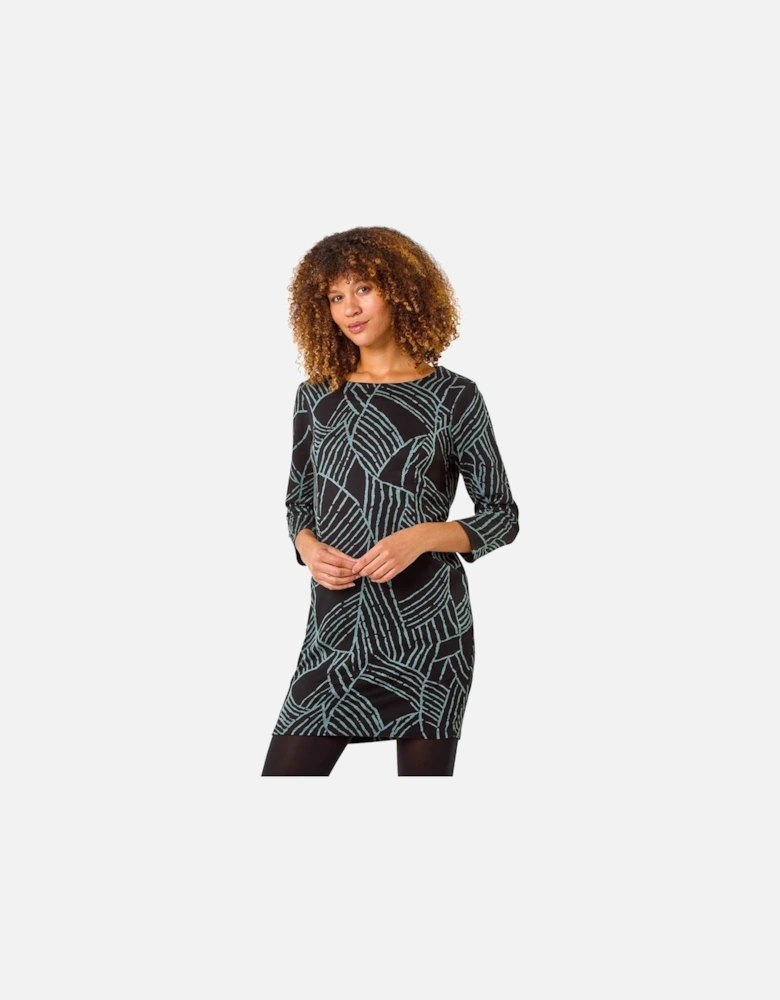 Abstract Print Pocket Detail Tunic Dress
