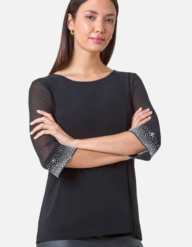 Sparkly Cuff Chiffon Top