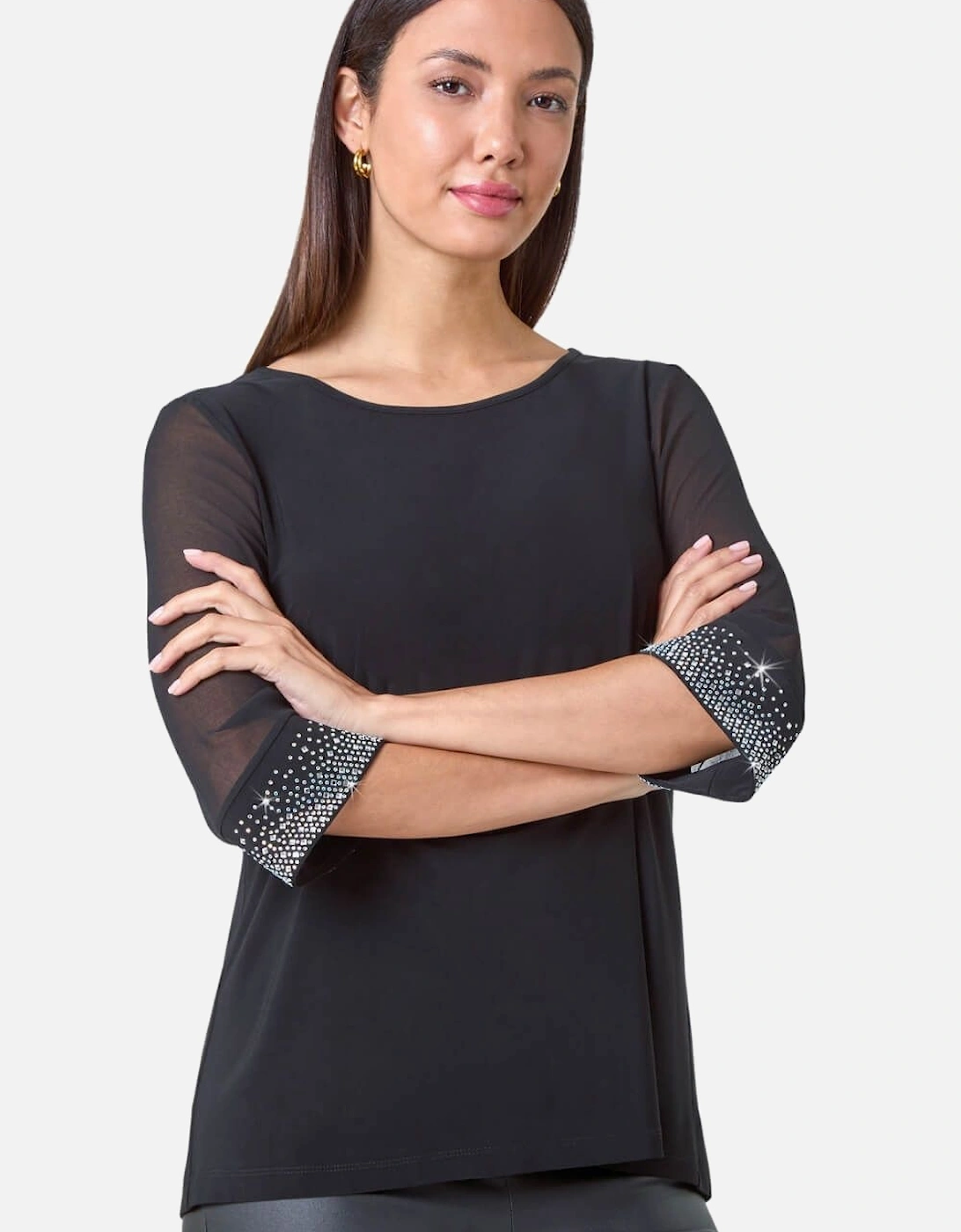 Sparkly Cuff Chiffon Top, 2 of 1