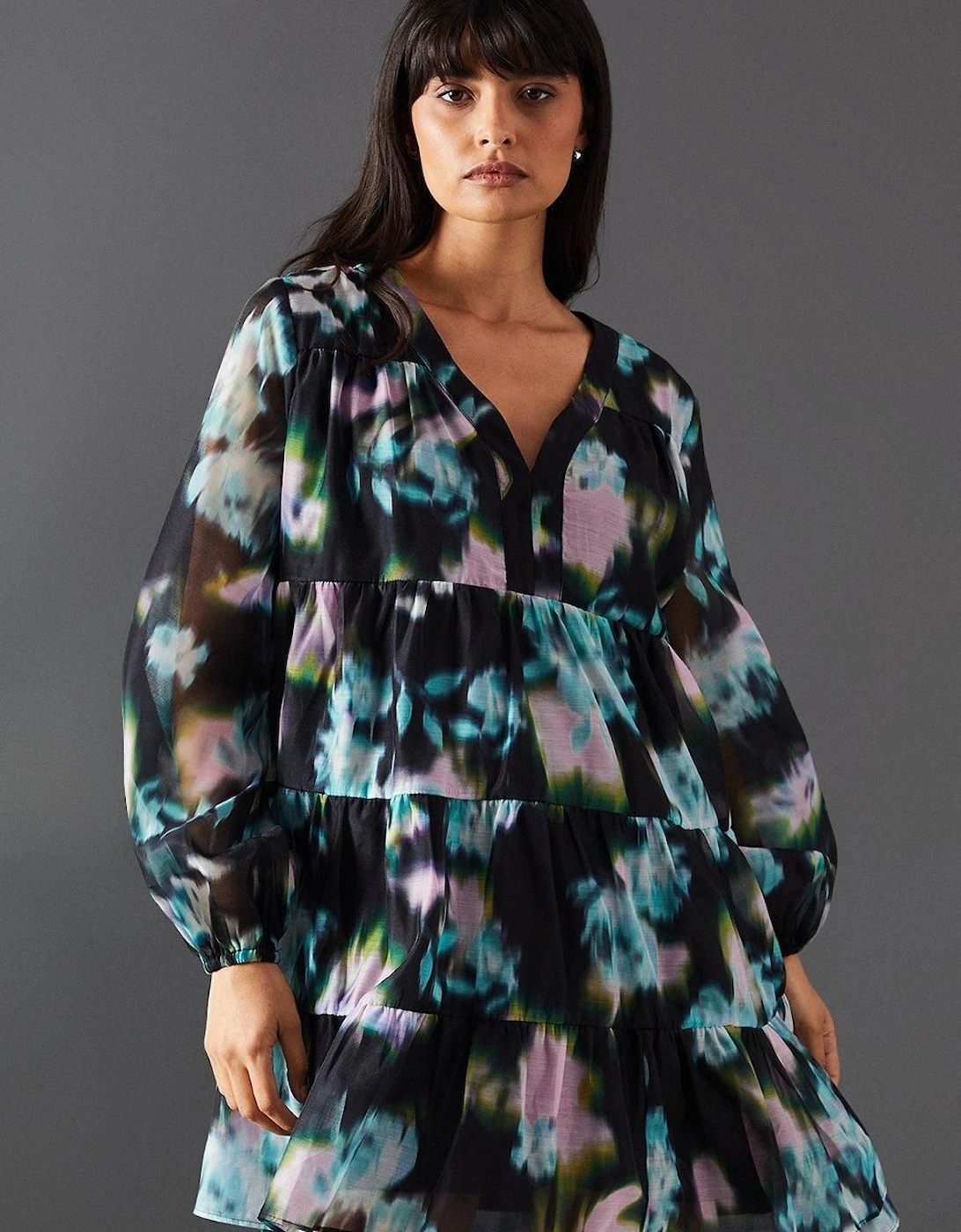 Floral Print Organza Smock Dress, 2 of 1