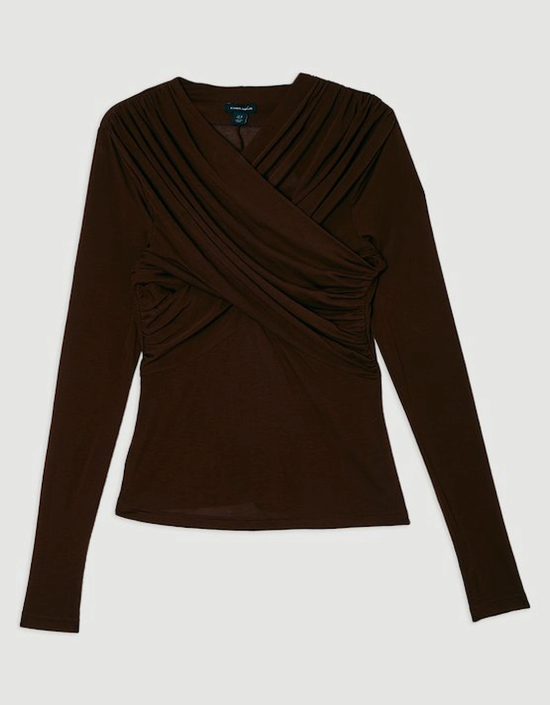 Premium Tencel Jersey Wrap Detail Long Sleeve Top