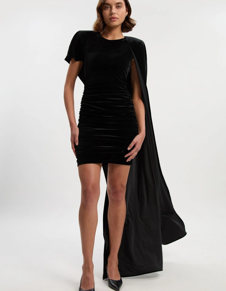 Stretch Jersey Cape Shoulder Mini Dress