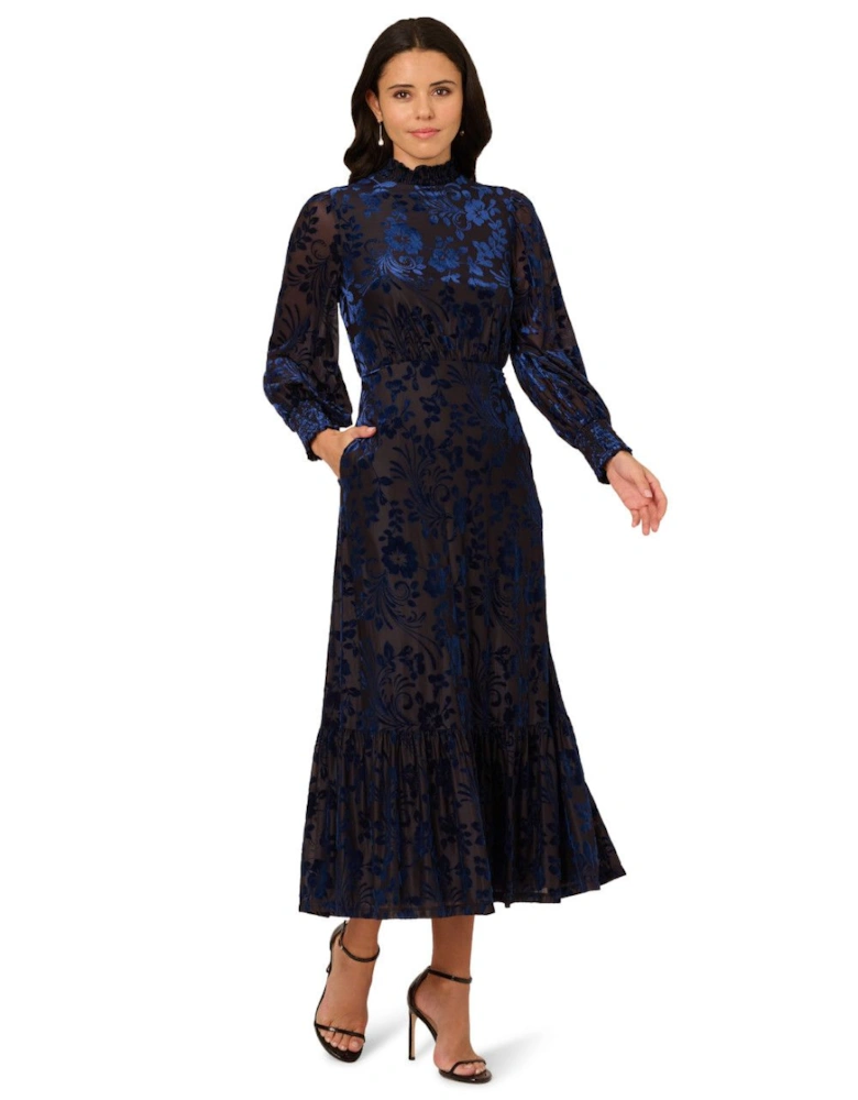 Burnout Velvet Long Dress