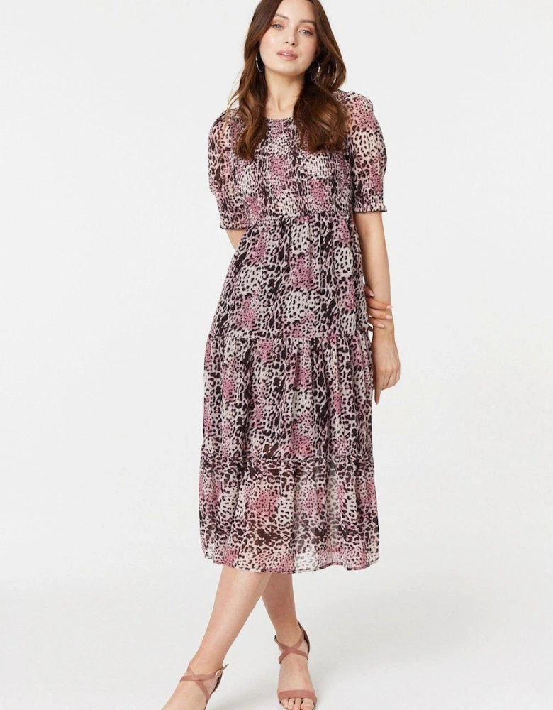 Animal Print Midi Smock Dress