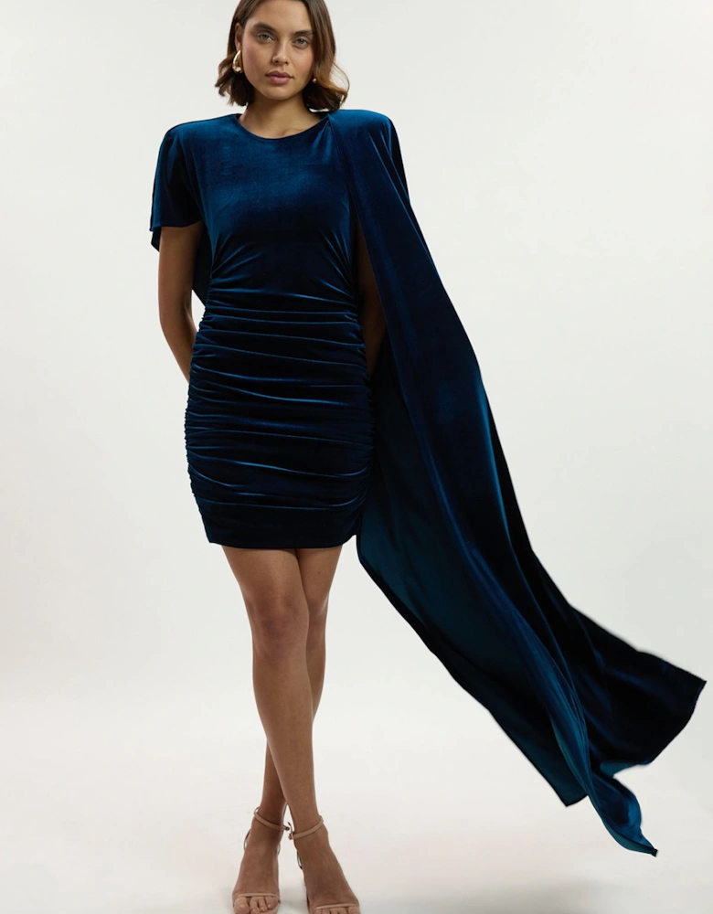 Stretch Jersey Cape Shoulder Mini Dress