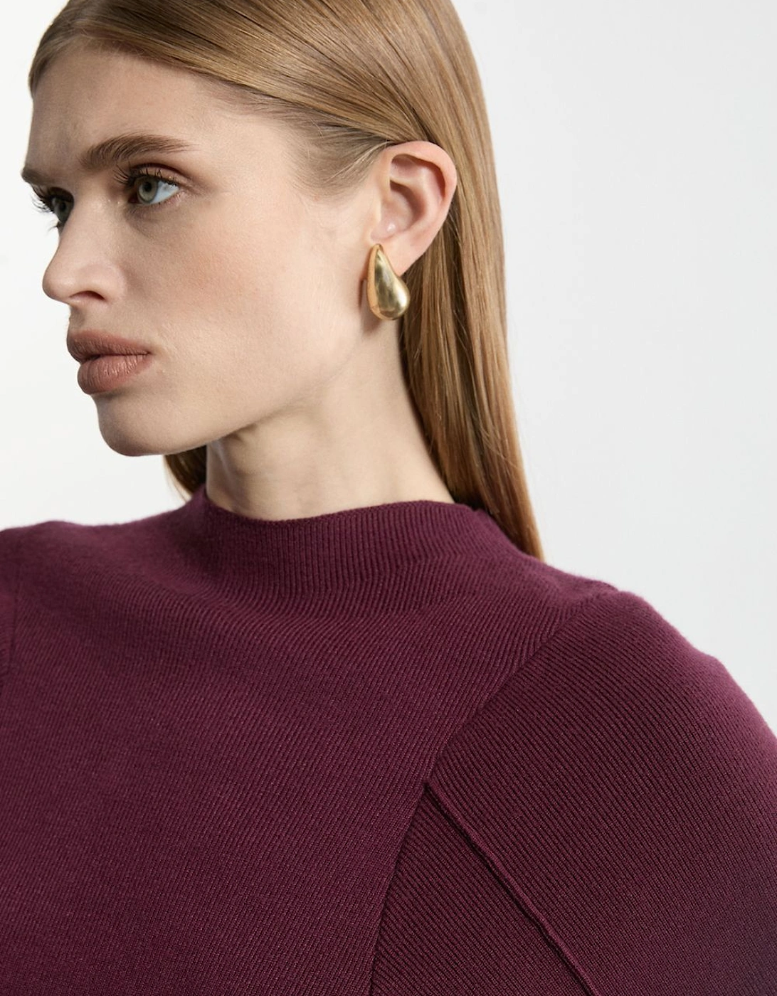 Wool Look Rounded Sleeve Knit Midi Dress, 2 of 1