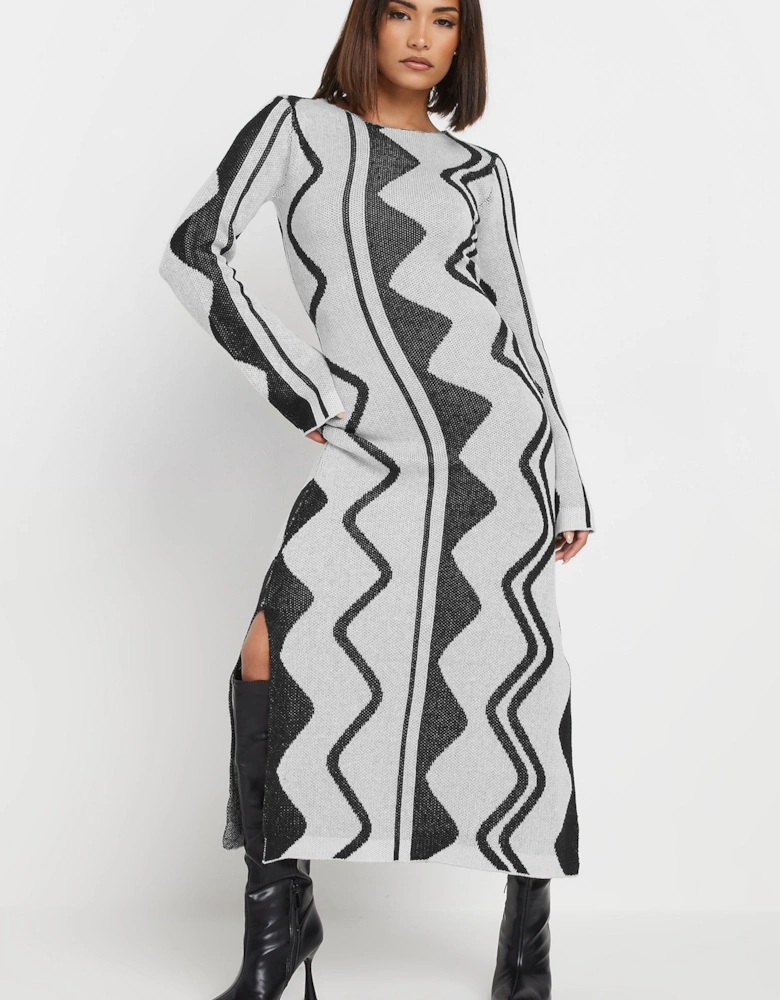 Petite Patterned Knitted Maxi Dress