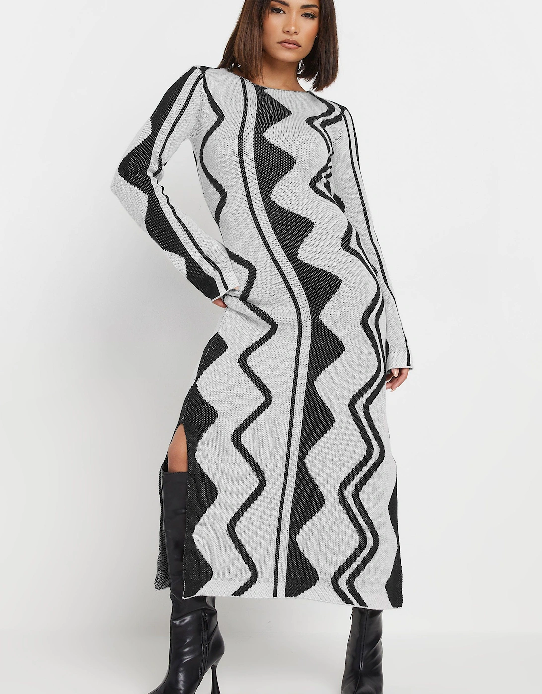 Petite Patterned Knitted Maxi Dress, 2 of 1