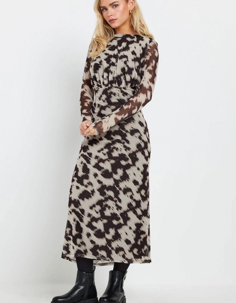 Petite Abstract Mesh Midi Dress